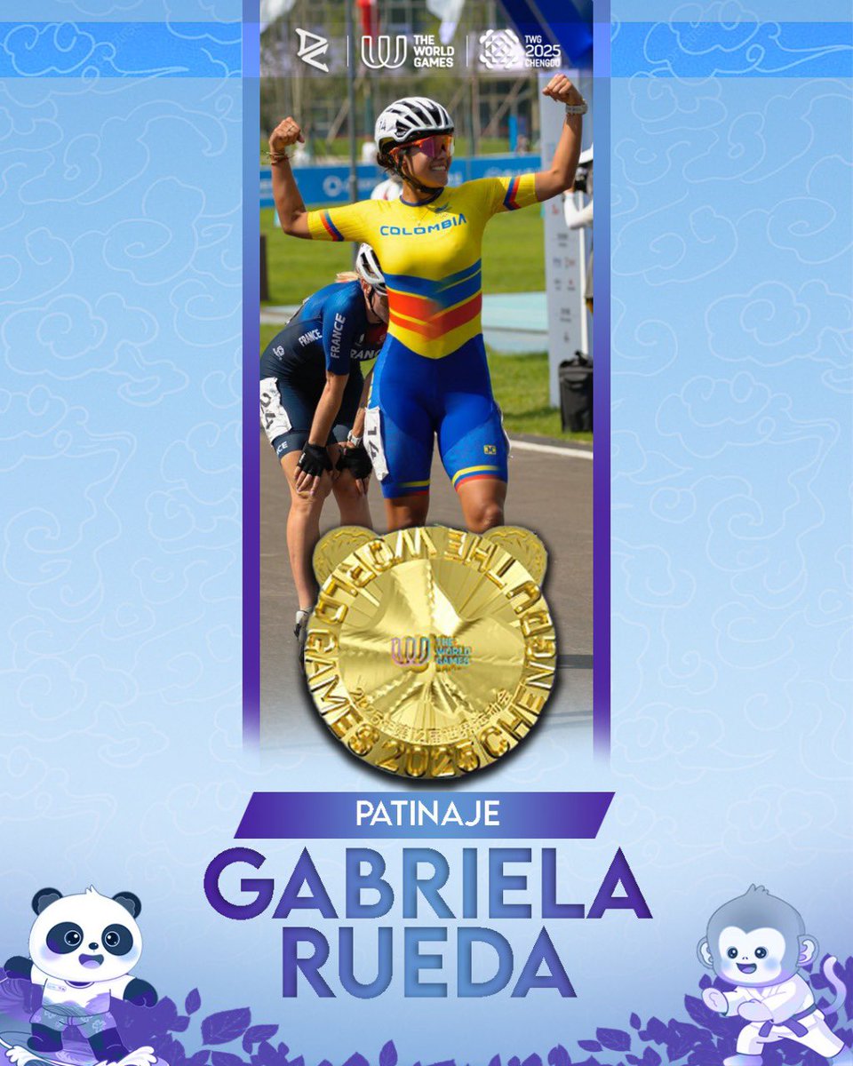 #Patinaje 🛼 | ¡Gabriela es DOBLE campeona mundial 🥇!

Luego de una apelación, Gabriela sumó una unidad extra y se queda con su segunda medalla de oro en #Chengdu2025, ganando los 5000m puntos.

Podio:
🥇 G. Rueda 🇨🇴
🥈 G. Vargas 🇪🇨
🥉 L. Gaiser 🇩🇪

¡La mejor, gigante 💛💛💙❤️‍🔥!