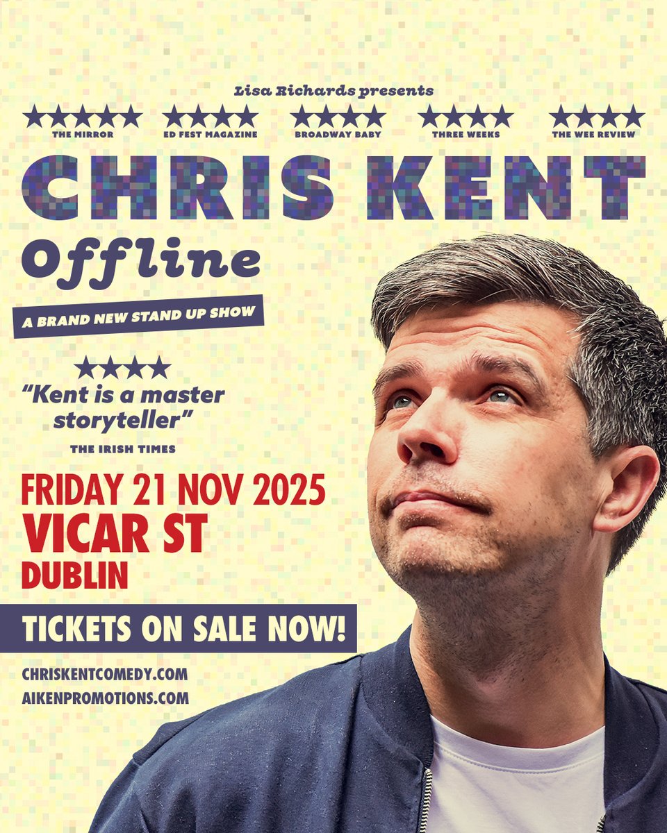 ★ ★ 𝗢𝗡 𝗦𝗔𝗟𝗘 𝗡𝗢𝗪 ★ ★ 

Don't miss an unforgettable night with Cork's funniest man <a href="/chriskentcomic/">Chris Kent</a> bringing his new show 'Offline' to <a href="/Vicar_Street/">Vicar St</a>! 😂

📌Friday 21 November 

➡️ Buy tickets ~ bit.ly/3Uqqooz