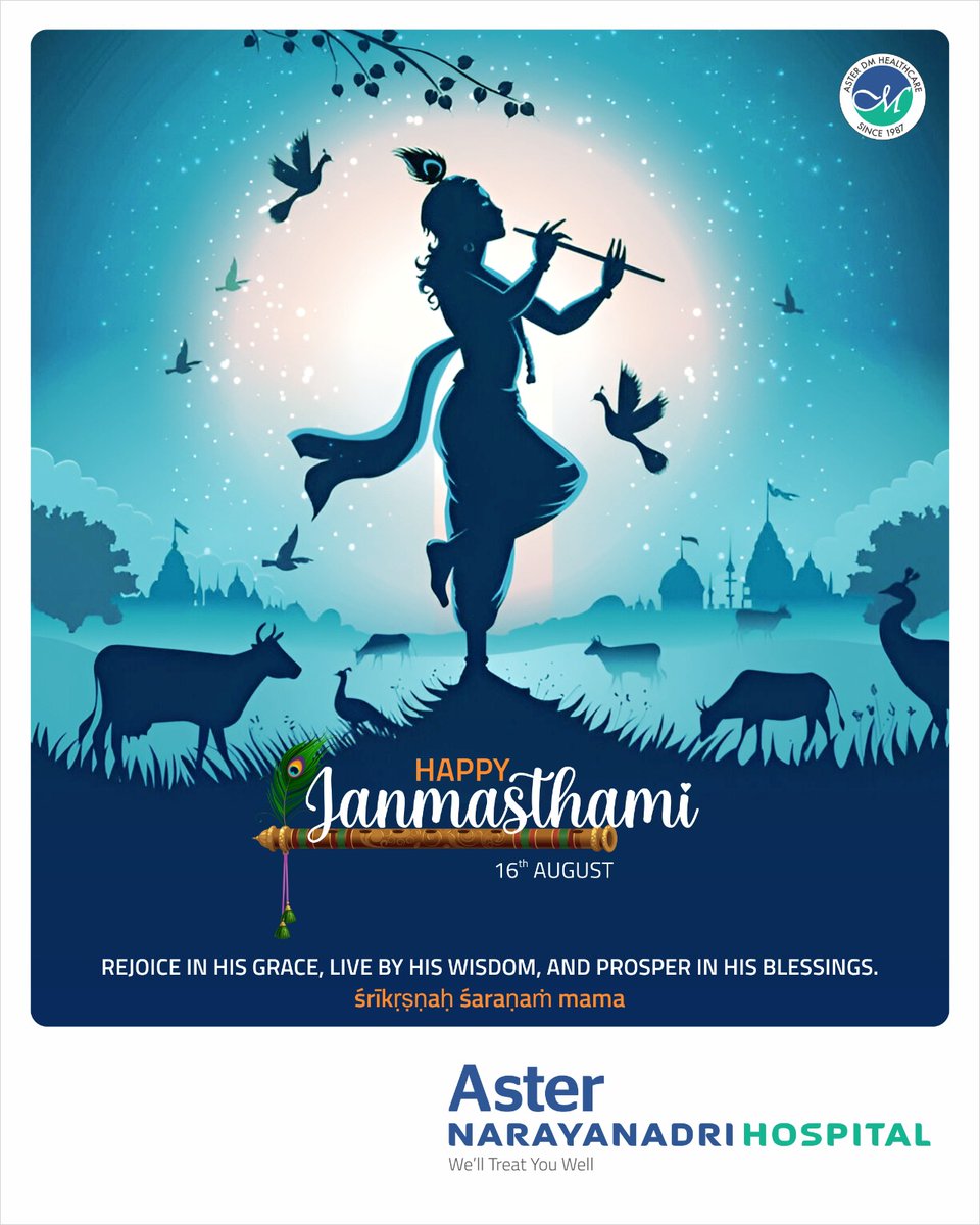 asternarayanadr's tweet photo. On this sacred day of Janmashtami, may Lord Krishna’s teachings guide your path, and may His blessings bring joy, peace, and prosperity to your home.

Aster Narayanadri Hospital wishes you and your loved ones a very Happy Janmashtami!
.
.

#HappyJanmashtami https://t.co/BFDHxUAu7x