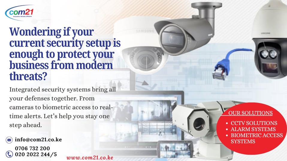 ComTwentyOne_'s tweet image. Cameras. Alarms. Biometric access. Why run them separately? Our Integrated Security Solutions unify it all for smarter, safer protection.  Let’s secure what matters most. Talk to our experts today. #securitysystems #com21 #CCTVSolutions