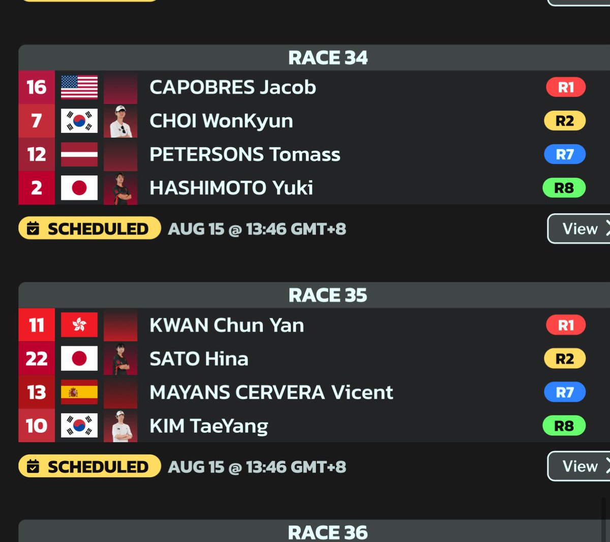予選4回目まで終わって
Yukiが変わらず2位
ヒナちゃんが22位に粘ってる！
(名前の左は現在順位)

どっちもまだ後一回の予選がある！がんばれ！

#ドローンレース日本代表
#TWG2025