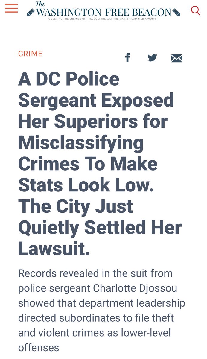 Zach Kessel (@zach_kessel) on Twitter photo NEW from <a href="/alanagoodman/">Alana Goodman</a>: Deposition and phone call transcripts, internal Metropolitan Police Department emails, and court documents show a systematic policy of misclassifying crimes to artificially lower DC crime statistics. NEW from <a href="/alanagoodman/">Alana Goodman</a>: Deposition and phone call transcripts, internal Metropolitan Police Department emails, and court documents show a systematic policy of misclassifying crimes to artificially lower DC crime statistics.