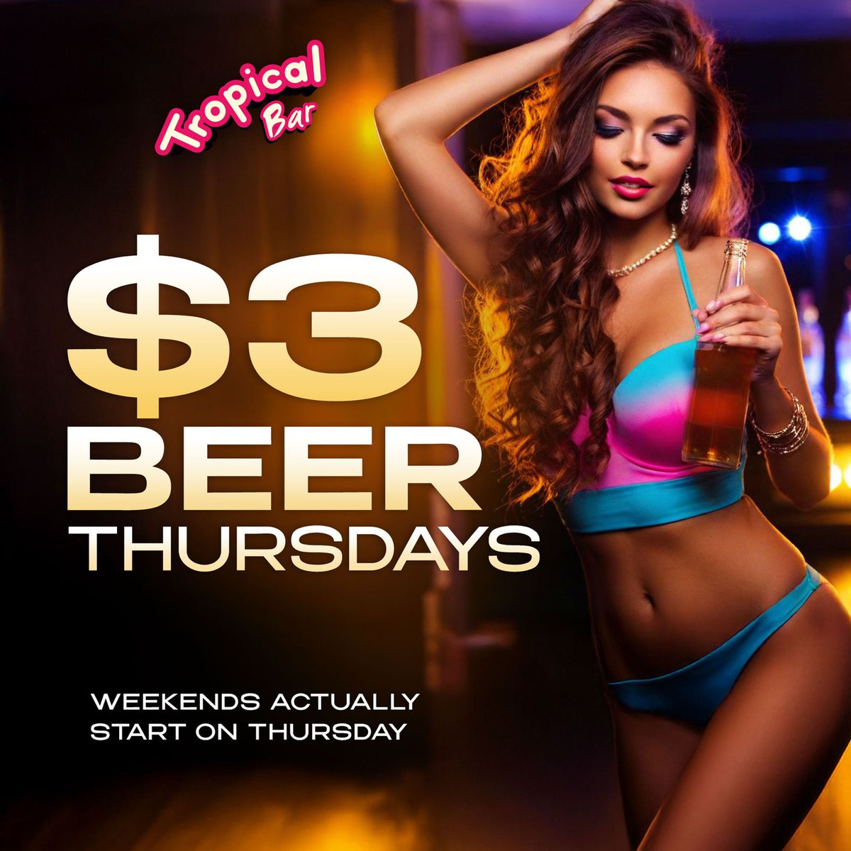 TropicalBarENG's tweet image. The BEST way to get your #IslandParty celebration started at @TropicalBarEng? 🍺 ⁣
⁣
$3 #BeerThursday! Happening now!
⁣
Your favorite $3 cervezas, the #TropicalLife, HUNDREDS of exotic beauties, and YOU! ⁣
⁣
TropicalTijuana.com