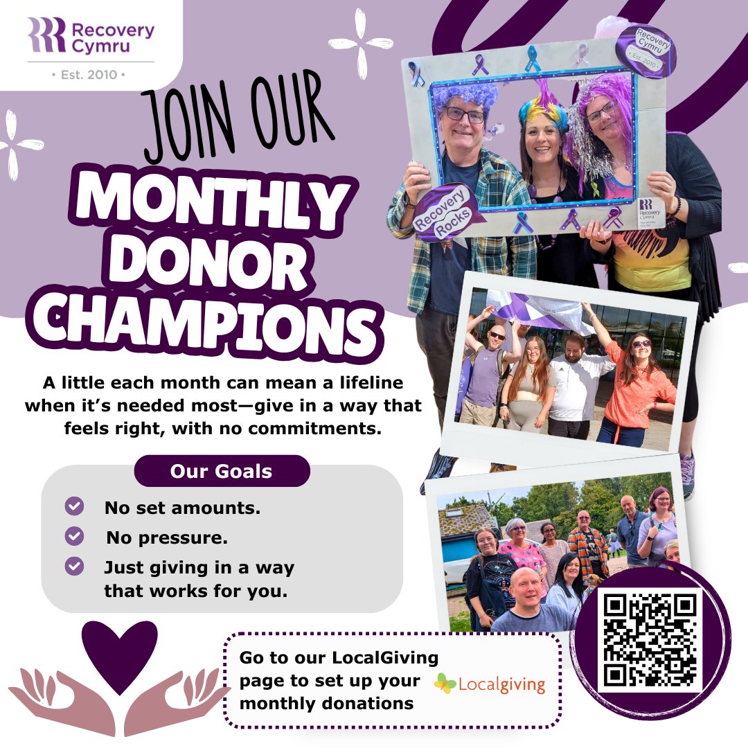 RecoveryCymru's tweet image. You may think that donating means giving £20 you simply do not have. What if we told you that a £2 monthly donation helps us host more groups? Little amounts add up to big levels of support. Set up your gift here:  localgiving.org/charity/recove…

#RecoveryCymru #LocalGiving #Donations
