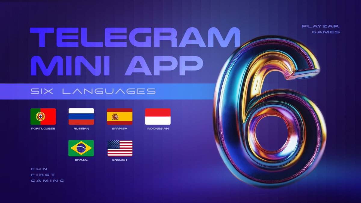 🌐 PlayZap Games Mini App is now truly global on <a href="/telegram/">Telegram Messenger</a>!

You can now play &amp; earn in 6 languages on worlds most popular messenger 

🇬🇧 English, 🇷🇺 Russian, 🇮🇩 Indonesian, 🇪🇸 Spanish, 🇵🇹 Portuguese, 🇧🇷 Brazilian 

No matter where you're from the game speaks your language. 🎮💰