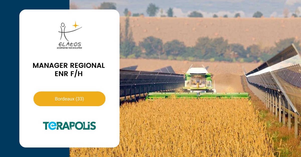 ☀️  Vous souhaitez, vous aussi, être acteur du développement des énergies renouvelables ? 

 #Recrutement Manager régional EnR f/h pour TERAPOLIS à Bordeaux (33). 

→ bit.ly/4586Nyp