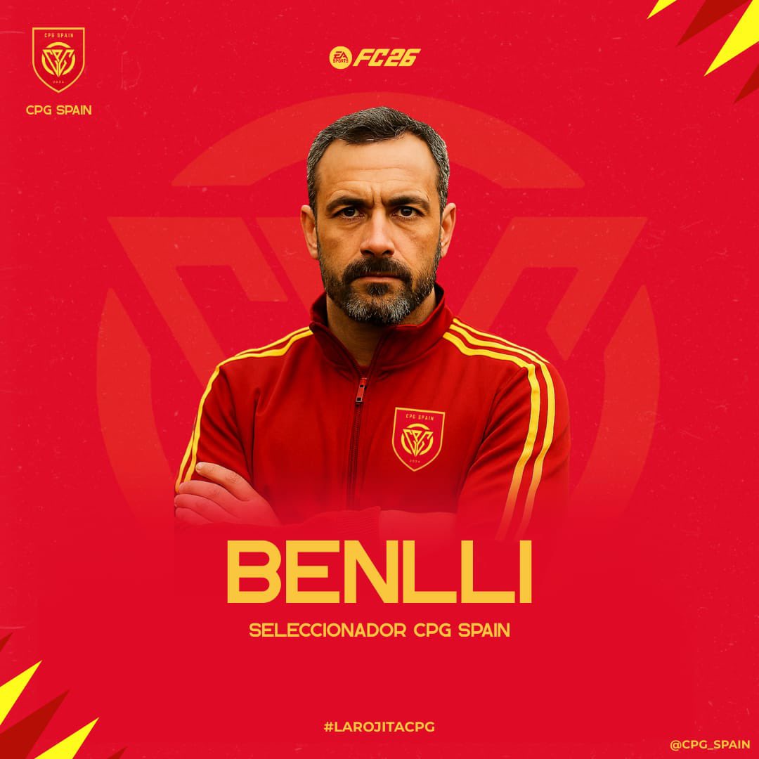 📣Anuncio oficial

La Selección Española de <a href="/CPG_Spain/">CPG SPAIN</a> se complace en anunciar que <a href="/Beenlloch__/">𝕭𝖊𝖓𝖑𝖑𝖎🌊</a> es el nuevo seleccionador nacional de España.

⏳Muy pronto se anunciarán novedades y cambios que marcarán un antes y un después en el rumbo de la selección.

#LAROJITACPG