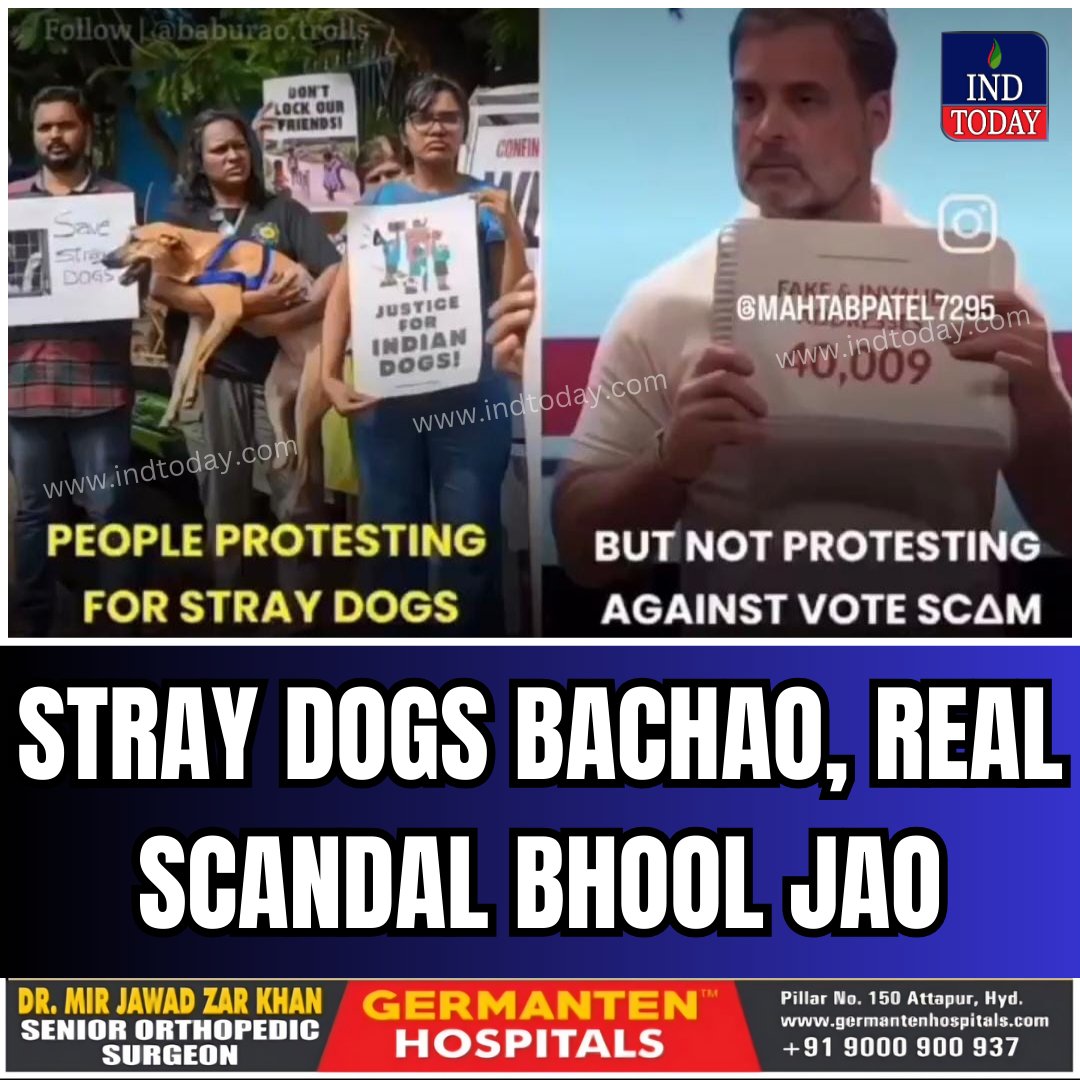 ind2day's tweet image. #VoteChori #votechoriexposed #onevote #VoterAdhikarYatra #BiharSIR2025 #VoteChoriBJP #straydogs #RahulGandhi #SoniaGandhi #RahulGandhiVoteChori #indtoday