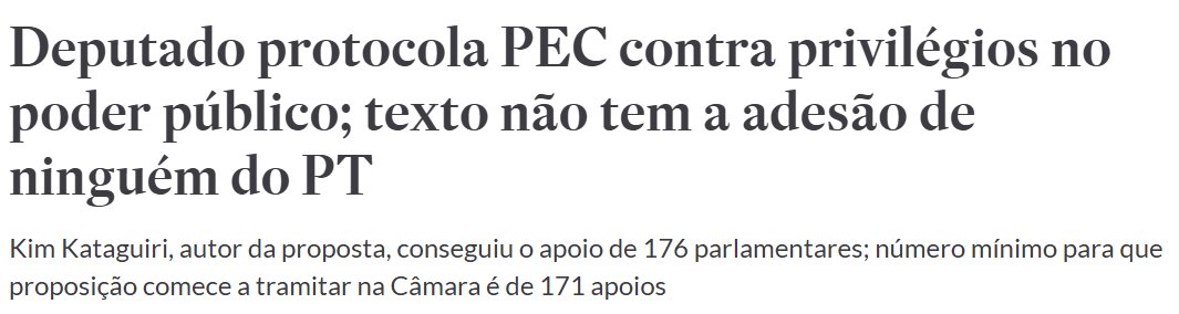 A PEC do Kim Kataguiri é a melhor que visa combater, não somente os supersalários, mas também diversos outros privilégios. 10 tipos de benefícios que a PEC restringe:

1) férias em período superior a 30 dias pelo período aquisitivo de um ano; 
2) adicionais referentes a tempo de