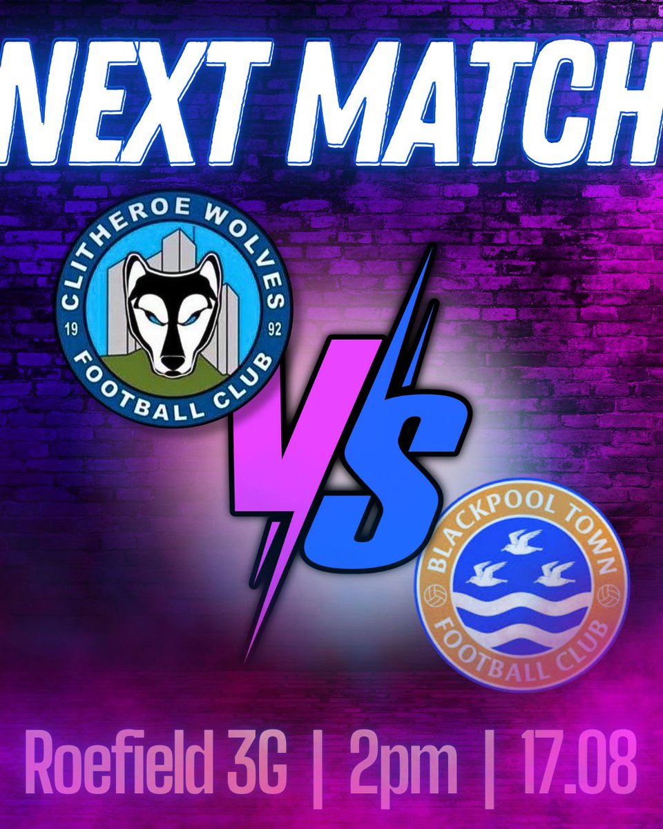 ClithWolvesWom's tweet photo. 🐺 NEXT 🆙

This Sunday marks our final home game in a brilliant pre-season for the ladies. 

🆚 Blackpool Town Ladies 
🏟️ Roefield 3G 
📅 17.08.2025 
⏰ 2PM (not 3.... 2) 

We remain unbeaten under Lee, and your support means the world to help us keep up the momentum! 

#CWLFC https://t.co/daHq8dm1Nw