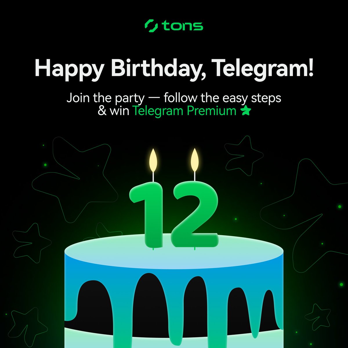t0ns (@t0ns_dex) on Twitter photo 🎉 12 days, 12 winners, 12x more fun!🎉
We’re celebrating <a href="/telegram/">Telegram Messenger</a>'s 12th birthday — and you’re getting the gifts!
For the next 12 days, we’ll drop a simple daily task. Complete it and you could win Telegram Premium ⭐️
💎 12 winners total — 1 winner announced daily.
⏳ Each 🎉 12 days, 12 winners, 12x more fun!🎉
We’re celebrating <a href="/telegram/">Telegram Messenger</a>'s 12th birthday — and you’re getting the gifts!
For the next 12 days, we’ll drop a simple daily task. Complete it and you could win Telegram Premium ⭐️
💎 12 winners total — 1 winner announced daily.
⏳ Each