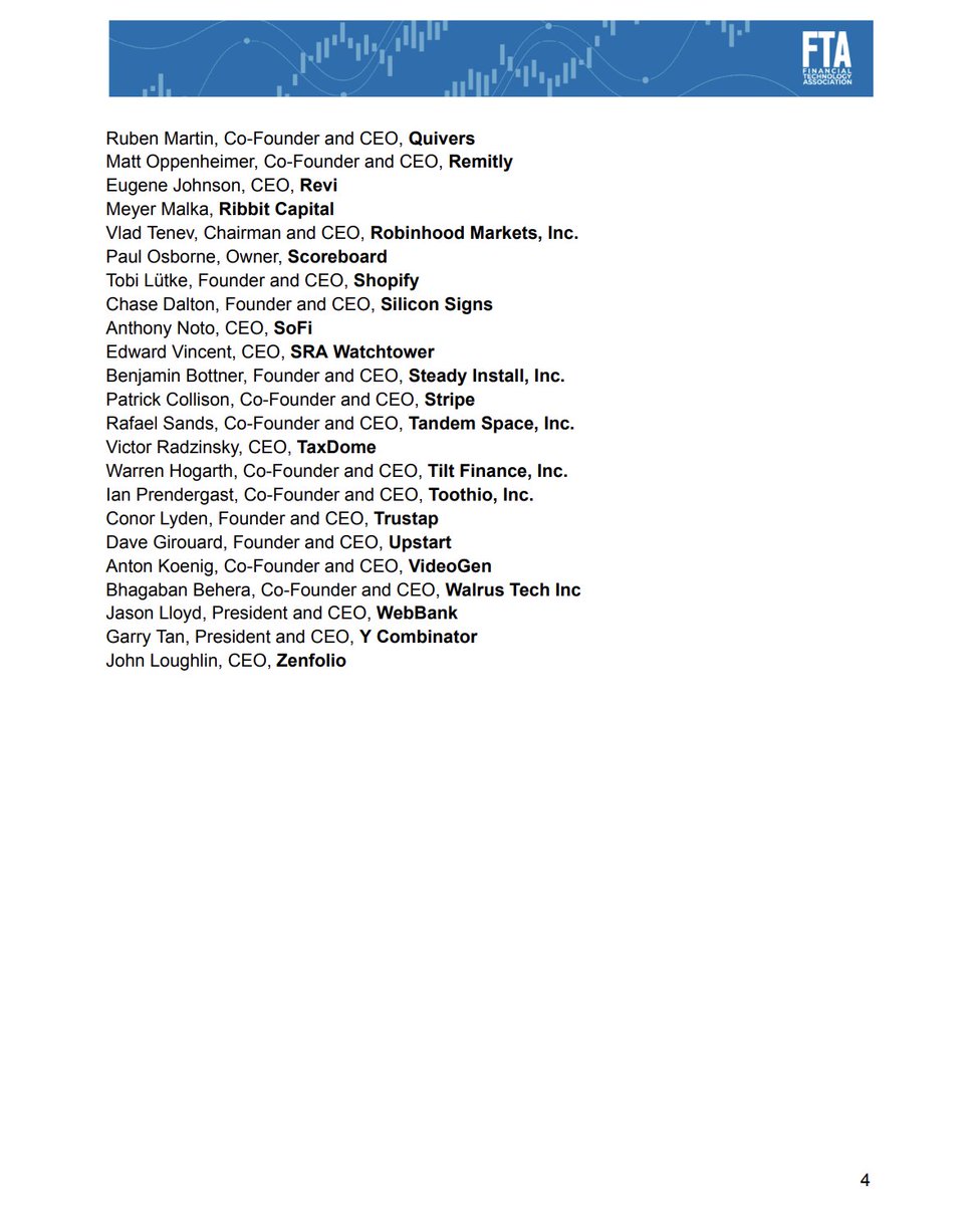 Financial Technology Association (@fintechassoc) on Twitter photo 1/ Today, we sent a letter from over 80 CEOs across industries urging <a href="/POTUS/">President Donald J. Trump</a> to support open banking and oppose anticompetitive fees on consumer data access set to take effect next month.
#OpenBanking #FinancialFreedom 1/ Today, we sent a letter from over 80 CEOs across industries urging <a href="/POTUS/">President Donald J. Trump</a> to support open banking and oppose anticompetitive fees on consumer data access set to take effect next month.
#OpenBanking #FinancialFreedom