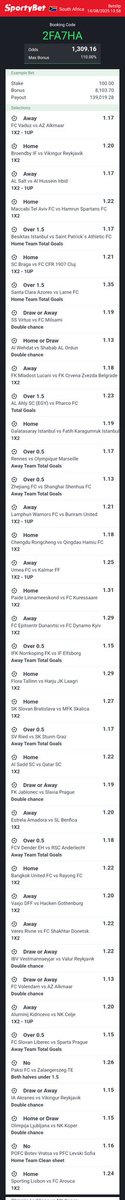 Fun bet 🚨🚨🚨

Make sure you have <a href="/SportyBetZA/">SportyBet South Africa</a> account✅

2FA7HA

VERY HIGH RISK ⚠️

DON'T USE YOUR LAST VOUCHER ON THIS SLIP❗

DON'T BORROW MONEY FOR BETTING⚡