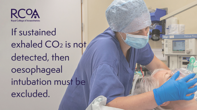 Royal College of Anaesthetists (@rcoanews) on Twitter photo 🚨We have retired "no trace, wrong place" to align with PUMA guidelines.
Instead, with <a href="/Assoc_Anaes/">Association of Anaesthetists</a> and <a href="/dasairway/">Difficult Airway Society (DAS)</a>, our message is if sustained exhaled CO2 is not detected, then oesophageal intubation must be excluded.
See our dedicated webpage 👉ow.ly/vOZs50WA03r 🚨We have retired "no trace, wrong place" to align with PUMA guidelines.
Instead, with <a href="/Assoc_Anaes/">Association of Anaesthetists</a> and <a href="/dasairway/">Difficult Airway Society (DAS)</a>, our message is if sustained exhaled CO2 is not detected, then oesophageal intubation must be excluded.
See our dedicated webpage 👉ow.ly/vOZs50WA03r