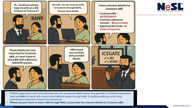 ICEGATE_CBIC's tweet photo. Paperwork? Out. Speed & Security? In. 🚀
Get your e-BG via NeSL & link it to e-Bond on ICEGATE — all online.
✅ Faster clearance
✅ Secure & seamless
✅ Digital India in action
#NeSL #ICEGATE #eBG #eBond #PaperlessTrade #EaseOfDoingBusiness https://t.co/KXTAemEx5F