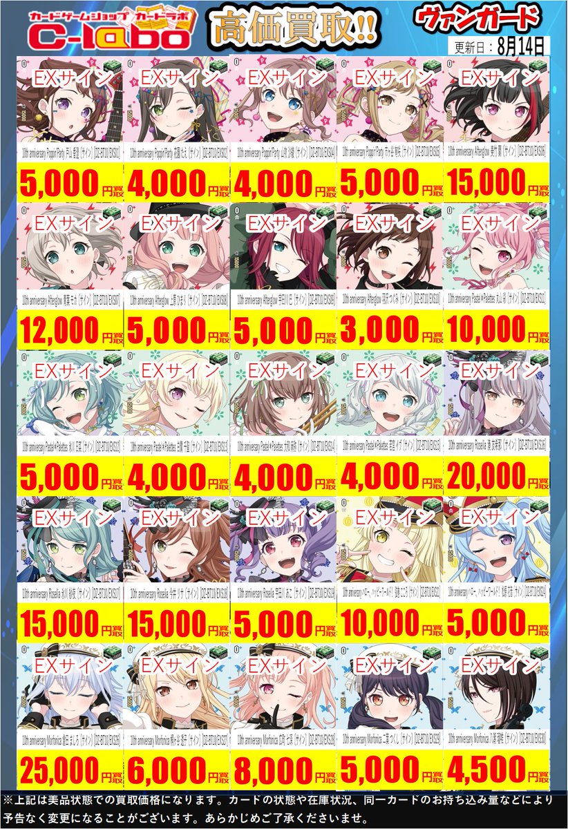 ヴァンガード バンドリ買取表】 バンドリトリガーも勿論強化買取