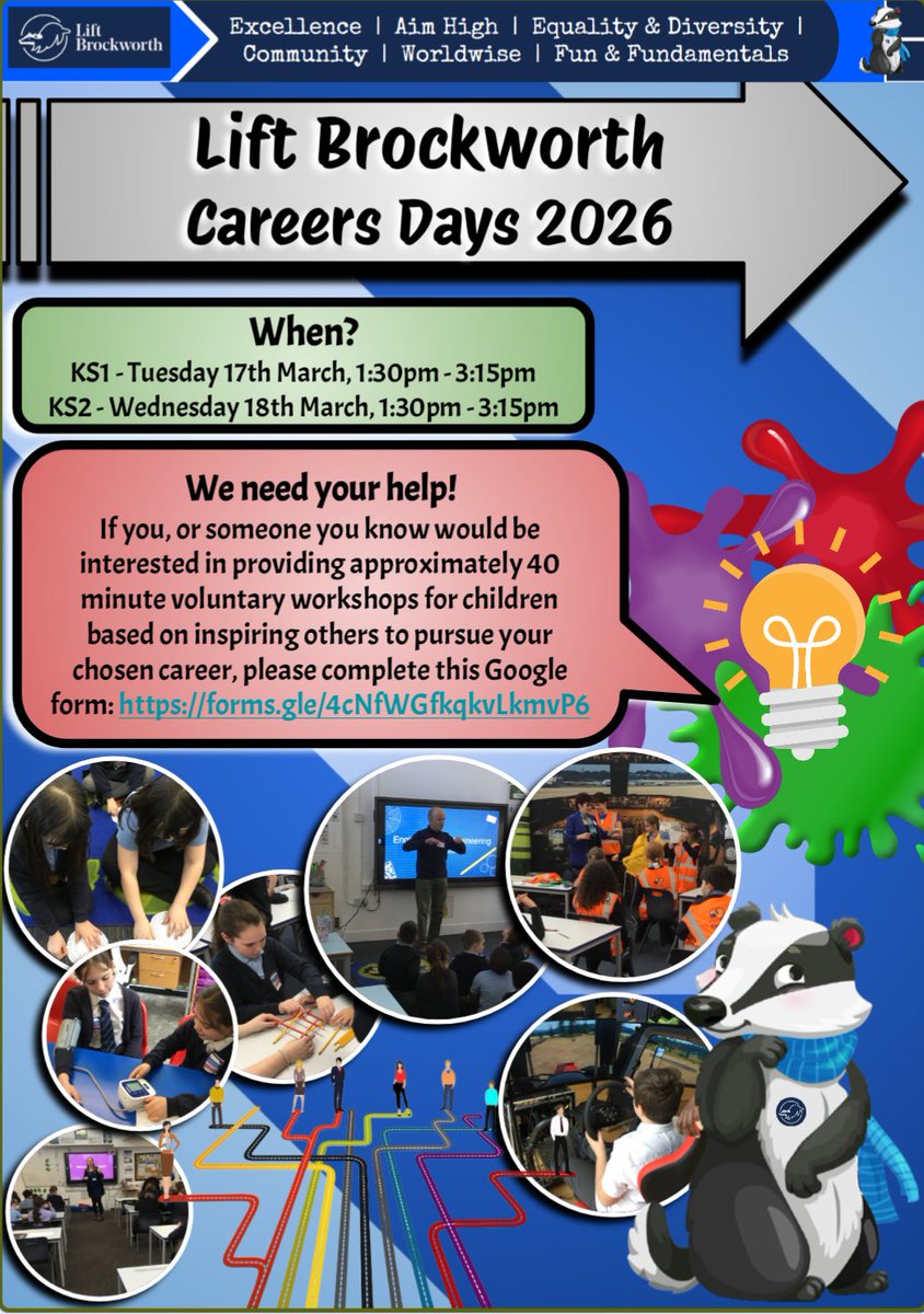 Brockworth (@brockworthnews) on Twitter photo We have begun our search for some fantastic volunteers for our KS1 and KS2 Careers Days 2026! If you are interested to find out more, please follow this link and complete the form if you are available to help: forms.gle/rzcnKiRqxFE8oc… #TeamBrockworth <a href="/RobHughesHT/">Rob Hughes</a> <a href="/LiftSchools/">Lift Schools</a> We have begun our search for some fantastic volunteers for our KS1 and KS2 Careers Days 2026! If you are interested to find out more, please follow this link and complete the form if you are available to help: forms.gle/rzcnKiRqxFE8oc… #TeamBrockworth <a href="/RobHughesHT/">Rob Hughes</a> <a href="/LiftSchools/">Lift Schools</a>