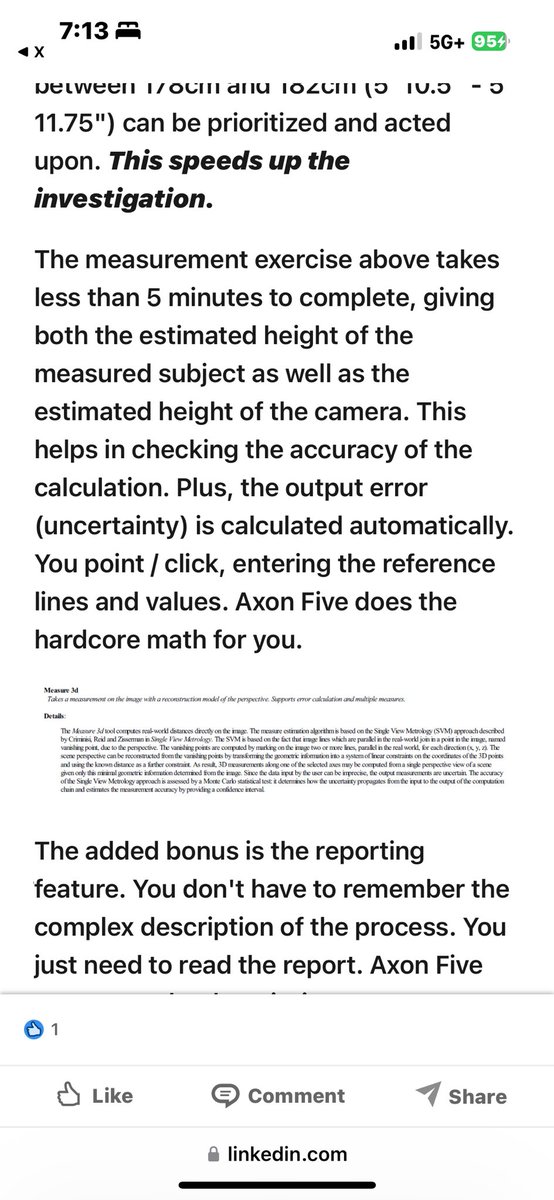 enchantedphotod's tweet image. According to Andrea Burkhart’s notes in court testimony was the state used Axon 5 software. It could approximate Bridge Guy’s height using surrounding objects starting in 2016. Jaime Hoerricks, a phd, detailed the process on linked in - screenshots attached.
