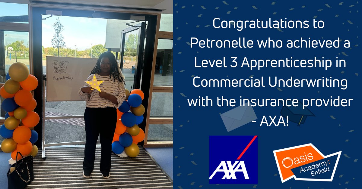 Oasis Academy Enfield (@oasisenfield) on Twitter photo Petronelle, a standout BTEC student is heading straight into the world of insurance with a Level 3 Apprenticeship in Commercial Underwriting at <a href="/axainsurance/">AXA Insurance UK</a>! A brilliant achievement & an exciting start to her career. <a href="/OasisAcademies/">Oasis Academies</a> <a href="/EnfieldDispatch/">Enfield Dispatch</a> #OCLResults2025 #alevels2025 Petronelle, a standout BTEC student is heading straight into the world of insurance with a Level 3 Apprenticeship in Commercial Underwriting at <a href="/axainsurance/">AXA Insurance UK</a>! A brilliant achievement & an exciting start to her career. <a href="/OasisAcademies/">Oasis Academies</a> <a href="/EnfieldDispatch/">Enfield Dispatch</a> #OCLResults2025 #alevels2025