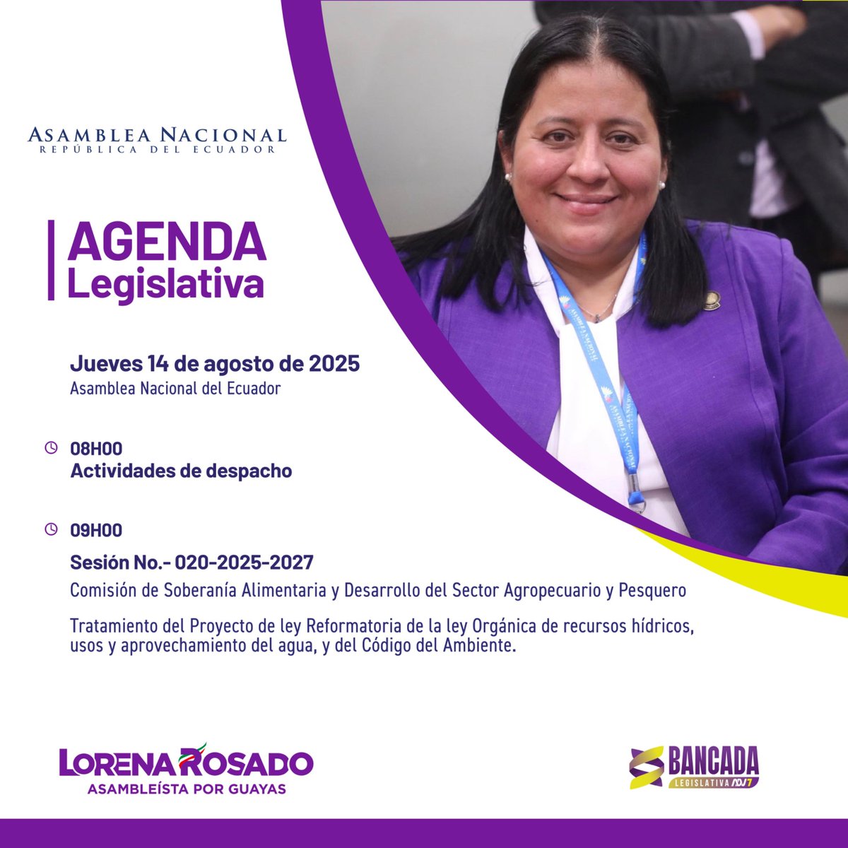 Lorena Rosado Sánchez (@lorenarosados) on Twitter photo Nuestro campo no puede esperar, avanzamos firmes hacia su progreso. Desde la Comisión de <a href="/soberanialimen/">Soberanía Alimentaria</a> seguimos alzando la voz para que cada agricultor tenga las herramientas y el respaldo que necesita.
Te invito a seguir la Agenda de hoy, en la <a href="/AsambleaEcuador/">Asamblea Nacional</a>
Confía en Nuestro campo no puede esperar, avanzamos firmes hacia su progreso. Desde la Comisión de <a href="/soberanialimen/">Soberanía Alimentaria</a> seguimos alzando la voz para que cada agricultor tenga las herramientas y el respaldo que necesita.
Te invito a seguir la Agenda de hoy, en la <a href="/AsambleaEcuador/">Asamblea Nacional</a>
Confía en