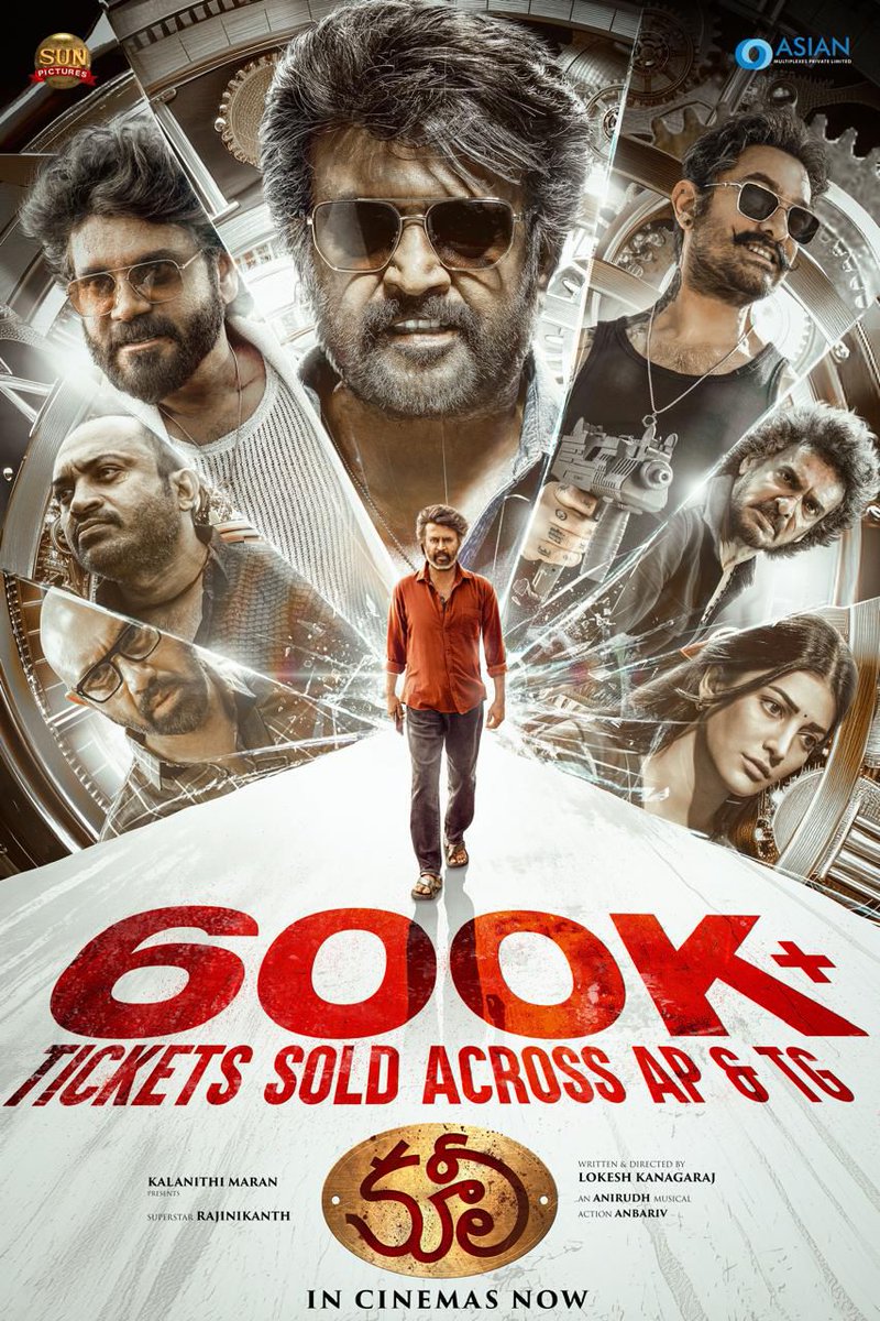 rameshlaus's tweet photo. Take over anta mothame 🤩🤩🔥🔥🔥

Over 600K+ tickets sold across AP &amp; TG 💥💥💥 

#Coolie #CoolieTelugu In cinemas now 

Telugu States release by @asianreleases

#Coolie @rajinikanth @Dir_Lokesh @anirudhofficial @SunPictures @iamnagarjuna @nimmaupendra @shrutihaasan https://t.co/5ssXPx8KQ0