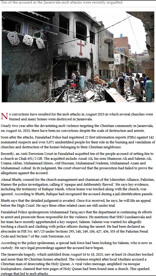 Hamp_Allen's tweet photo. (3/10)
Jaranwala atrocity, August 16, 2023: 26 churches burned, nearly 100 Christian homes destroyed.
Police arrested dozens, but by mid-2025 no convictions; many suspects were acquitted or released on bail. Just months ago, 10 of them walked free.
#saveminoritiesofpakistan https://t.co/LTcMtFD57d
