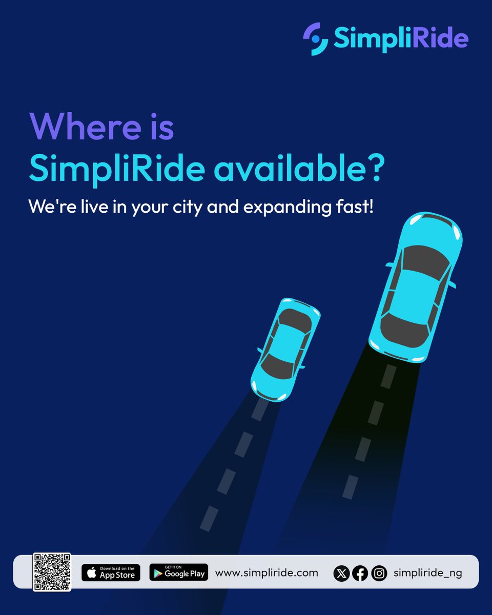 simpliride_ng's tweet photo. SimpliRide is live in Abuja, Lagos, and Port Harcourt and we’re expanding fast!
Enjoy safe, reliable, and stress-free rides wherever you go.

Visit: https://t.co/3roWoq0mdk

#SimpliRide #RideRelaxRepeat https://t.co/oEr0WLiBLv