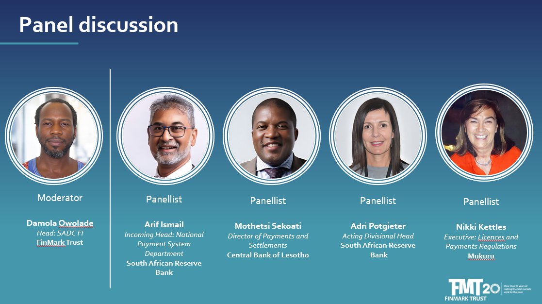 Damola Owolade leads this evening’s panel discussion on SA’s role as a key remittance sender to SADC, the impact of PEM, NPS Vision 2030, informal transfers, MER 2021 and CMA decoupling from SAMOS with panellists: Arif Ismail, Mothetsi Sekoati, Adri Potgieter and Nikki Kettles.