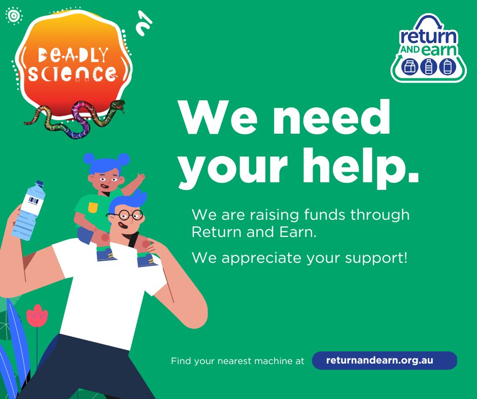 DeadlyScience's tweet image. Your Return and Earn refunds can now support DeadlyScience!
Recycle with purpose.
Empower future scientists.

📲 Download the app
💚 Set payout to ‘Donate’
🔍 Choose DeadlyScience
📷 Scan barcode &amp;amp; return containers

#DeadlyScience #RecycleForGood