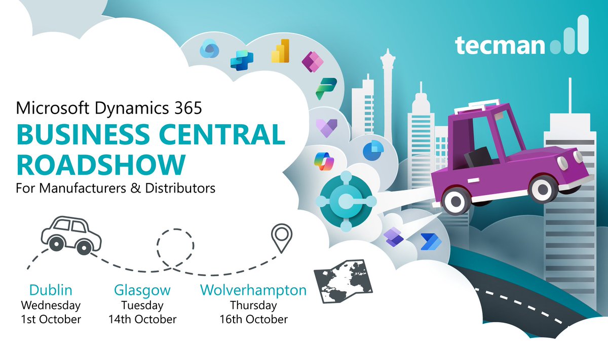 tecman_tweets's tweet image. We’re hitting the road to show how #manufacturers and #distributors can benefit from streamlined operations and improved profitability with Business Central! 

🗺️Join our events in Dublin, Glasgow or Wolverhampton!

Register:
tecman.co.uk/events-and-tra…

#MSDyn365BC #MSDyn365CRM