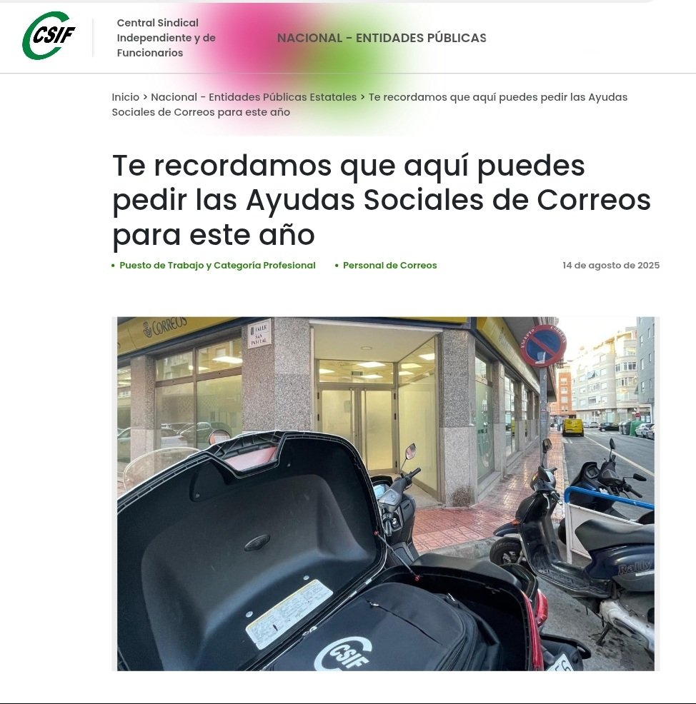 ‼️AYUDAS SOCIALES PARA LOS EMPLEADOS/AS DE @CORREOS

‼️Te recordamos que AQUÍ puedes pedirlas en cualquier momento 

‼️Toda la información: 

csif.es/es/noticia/por…
