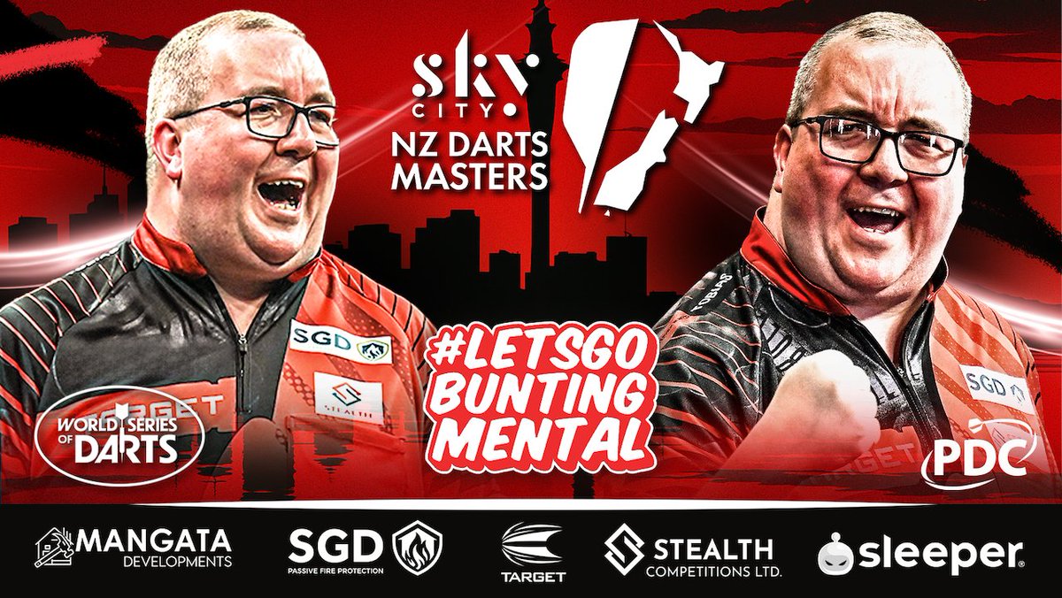 The draw and schedule has now been confirmed for this weekend's New Zealand Darts Masters and I play Ben Robb at approx 9pm local time.
🇳🇿 #LetsGoBuntingMental

Really looking forward to playing again in the fantastic city of Auckland 🇳🇿

The 2025 New Zealand Darts Masters will
