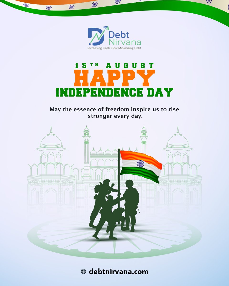 DebtNirvana's tweet photo. Debt Nirvana wishes you a Happy Independence Day!

#IndependenceDay2025 #DebtRecovery #SecureReceivables #CashFlowMatters #BusinessIndependence #CreditControl #RiskManagement #DebtNirvana #15August https://t.co/xGEnVmrGJN