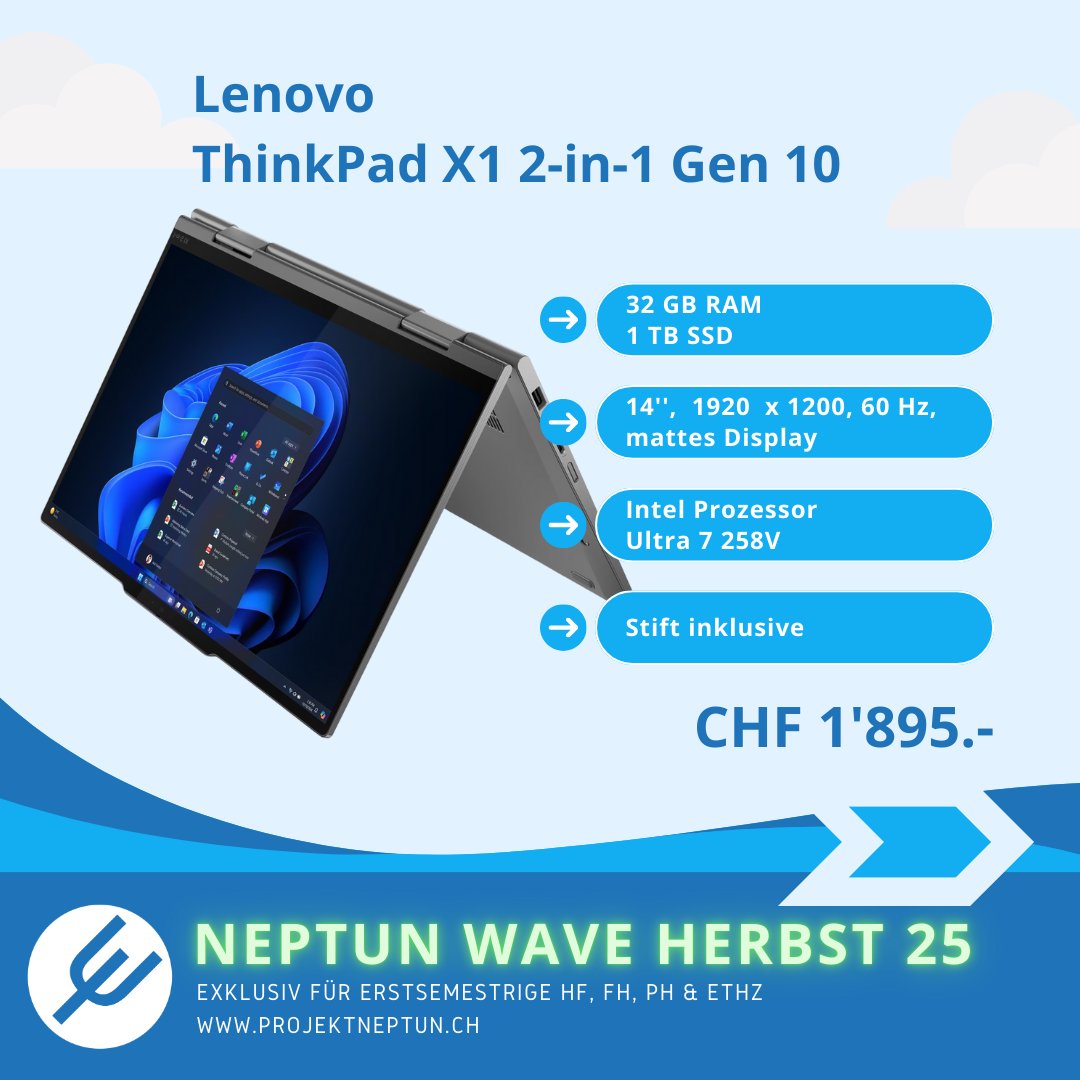 🔄 Flexibel durchs Studium 💻✨
Lenovo Convertibles: Laptop, Tablet &amp; Notizbuch in einem.
🎓 Exklusiv in der Neptun Pre-Wave Herbst 25 – nur für kurze Zeit!
👉 bit.ly/P25Nep-x-lc1
#ProjektNeptun #Studentenrabatt #LenovoConvertible #StudySmart