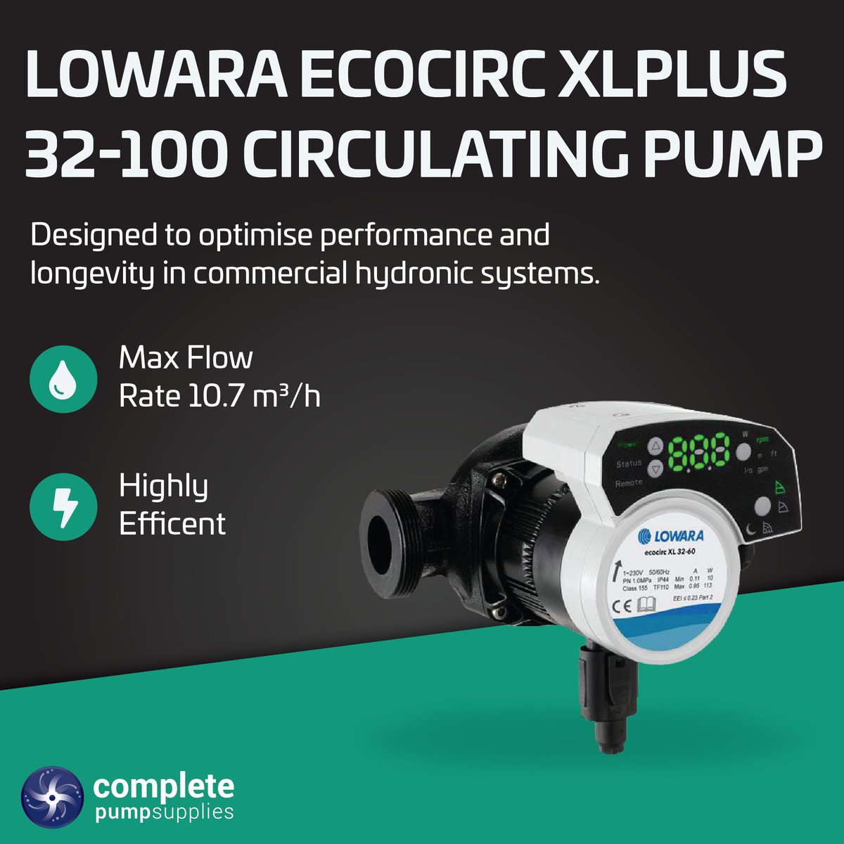 Increase efficiency and reliability in your commercial HVAC and plumbing systems with the Lowara Ecocirc XLplus 32-100 Circulating Pump. The Ecocirc XLplus is a premium circulator pump designed to optimise performance and longevity.

Shop today 👉 loom.ly/WbE4YIE