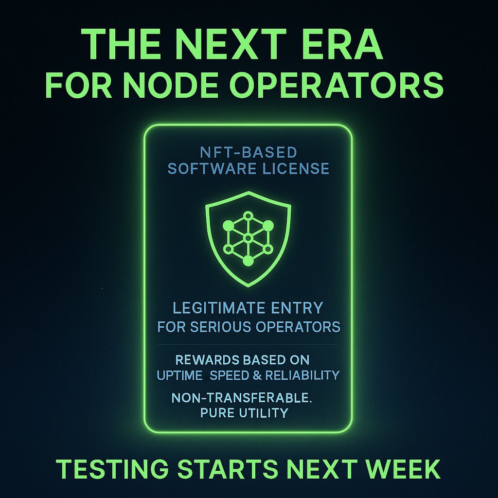 StealthLynkIO's tweet image. 🚀 The Next Era for Node Operators is here.
NFT-based software licenses are coming to StealthLynk.
🔹 Legitimate entry for serious operators
🔹 Rewards based on uptime, speed & reliability
🔹 Non-transferable. Pure utility.
📅 Testing starts next week.
🌐…