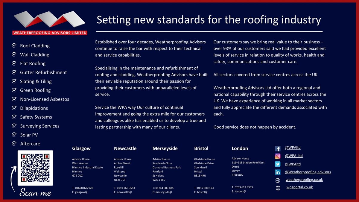 WPAltd's tweet photo. We are proud to showcase our latest Spotlight on Service – the full refurbishment of the roof and wall cladding at JLL’s Peacehaven property.

#SpotlightOnService #RoofRefurbishment #CladdingRefurbishment #WeatherproofingAdvisors #CommercialRoofing https://t.co/3fvK2eIorX