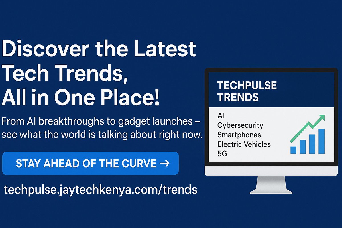 TechPulseken's tweet image. 📈 What’s trending in tech today?

Live updates on AI, gadgets, cybersecurity &amp;amp; more.
Stay informed in real-time.
🌐 Explore here: techpulse.jaytechkenya.com/trends

#TechTrends  #AI #Cybersecurity  #TechNews  #Innovation