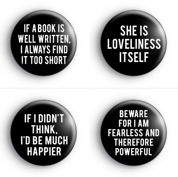 📖📚  Busy adding lots of new book quote badges to the shop koolbadges.co.uk/reading-book-b… Do you recognise any? #bookish #reading #ilovereading #janeausten #bookquotes #bookquoteoftheday #badges #bookbadges #ukhandmade #readingcommunity #reading #koolbadges