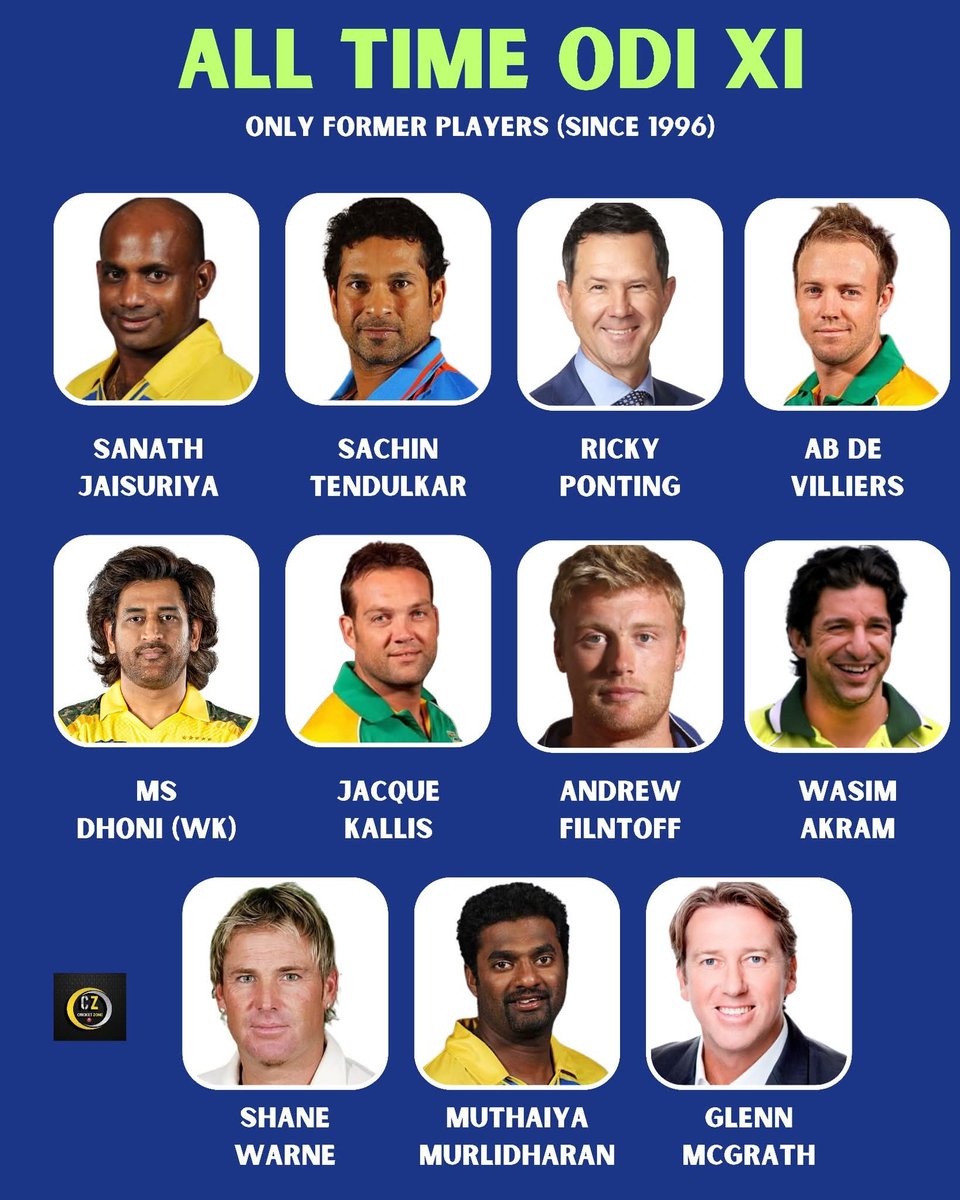 CoruscaKhaya's tweet photo. Who are you swapping out here?

I'm taking Gilly over Sanath. Kohli for Dhoni once Gilly covers the stumps. 2 spinners is overkill so Steyn for Muttiah. Bevan for Flintoff 🙈 https://t.co/ocztGHP2Tr
