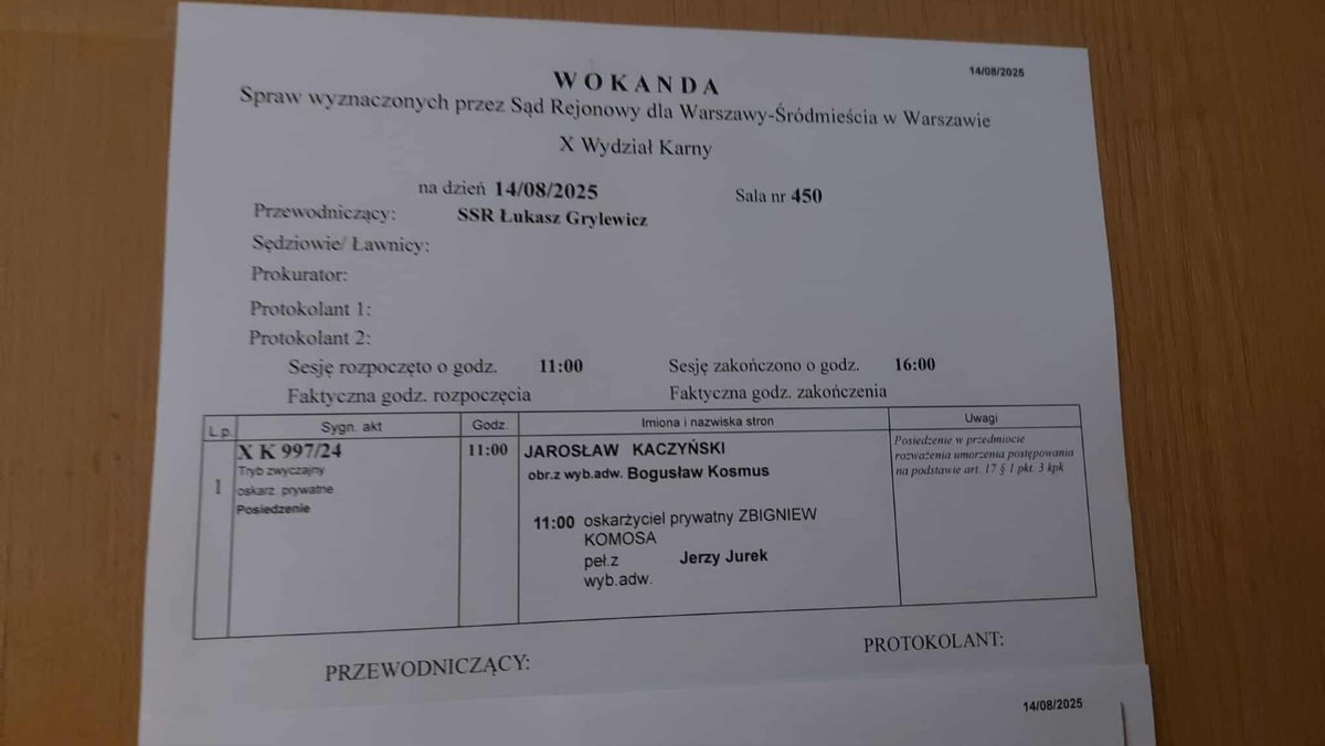 Dziś Kaczyński będzie miał pierwszą rozprawę za pobicie Zbigniewa Komosy.

Jeśli usłyszy wyrok w tej sprawie, to dalej będzie mógł być posłem, bo jest to sprawa z pozwu prywatnego.

Ale czy jego ego da radę?