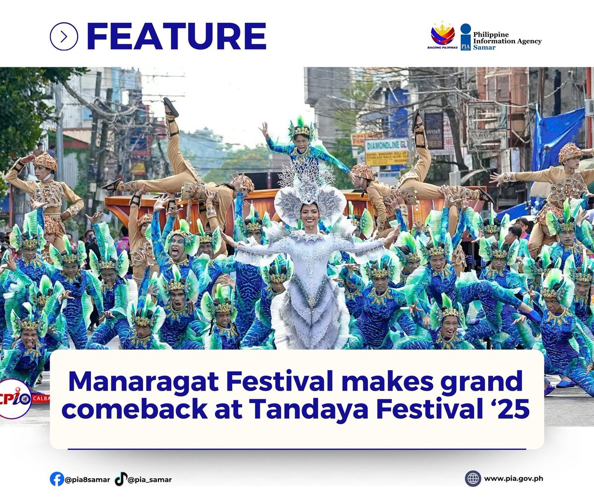 pia_ev's tweet photo. Tribu Katbalaugan from Catbalogan City made a comeback, winning co-champion at the 𝟐𝟎𝟐𝟓 𝐓𝐚𝐧𝐝𝐚𝐲𝐚 𝐅𝐞𝐬𝐭𝐢𝐯𝐚𝐥 𝐨𝐟 𝐅𝐞𝐬𝐭𝐢𝐯𝐚𝐥𝐬. Their performance, full of love for the sea and cultural pride, showcases the community's rich traditions and resilience. 🌊🏆 https://t.co/lhESf4f3gE
