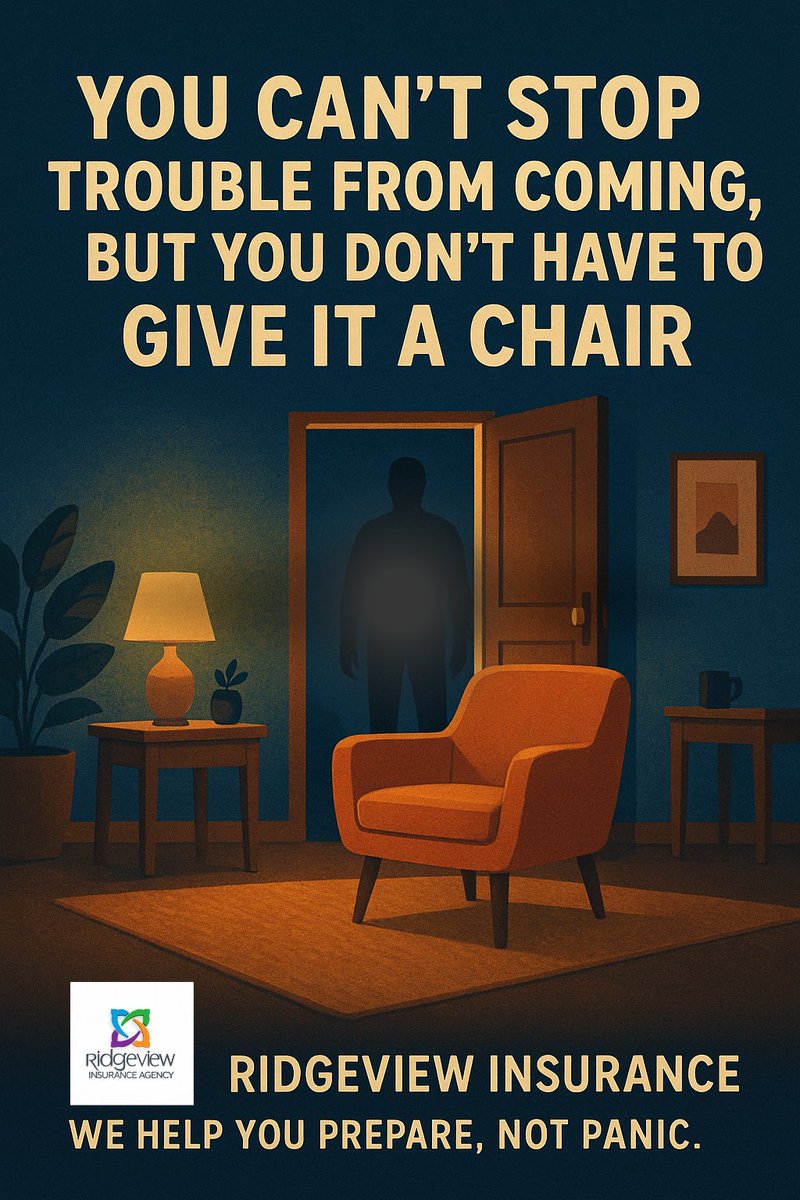RidgeViewGZ's tweet image. You can’t stop trouble from knocking at your door…
But you don’t have to invite it in, make it tea, and let it sit in your living room. 🪑☕
With the right cover, you’re ready for life’s surprises! #ProtectionWithPeace #RidgeViewInsurance #PeaceOfMind #InsuranceThatCares