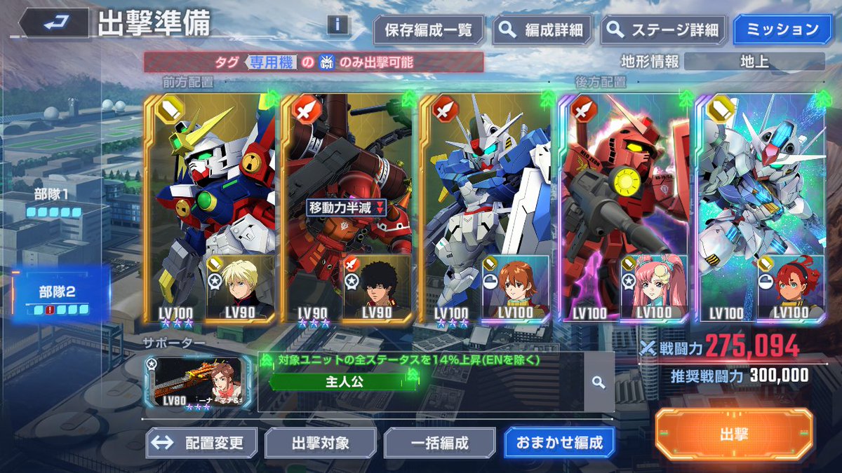 ＜エターナルロード　専用機　エキスパート＞
・とりあえず全員生存
・火力には結構な余裕があったので、もっと削れそう。

#ジージェネ