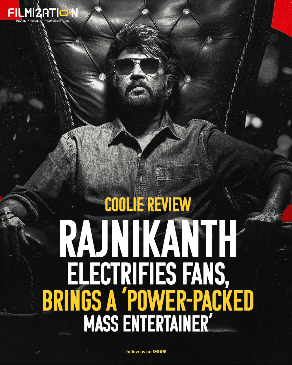 filmization's tweet photo. Early reactions suggest the film delivers exactly what fans came for: A thoroughly entertaining cinematic experience.

#Rajinikanth #CoolieFDFS https://t.co/8fH3xLc0AT