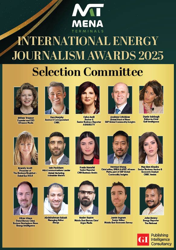 📢 The Selection Committee behind the 2025 MENA Terminals Fujairah International Energy Journalism Awards

Click here to register for #EMFWEEK25: thegulfintelligence.com/en/gi-calendar…

<a href="/eithnetreanor/">Eithne Treanor</a> <a href="/dan_murphy/">Dan Murphy</a> <a href="/cybaaudi/">cyba audi</a> <a href="/baldersdale/">Andy Critchlow</a>
<a href="/DyalaSabbagh_GI/">Dyala Sabbagh</a> <a href="/HeyBrandyScott/">Brandy Scott</a> <a href="/iainpackham/">Iain Packham</a> <a href="/PaulaNaoufal/">Paula Naoufal | بولا نوفل</a>