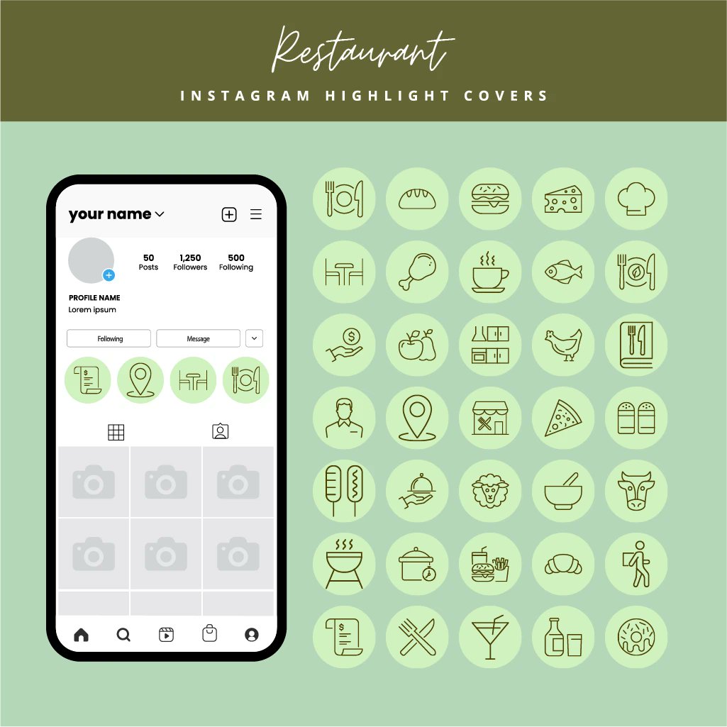 bundeliostore's tweet image. Restaurant Instagram Highlight Covers  #FoodieAesthetic #InstagramDesign #CanvaTemplates #VisualBranding #RestaurantMarketing #restaurant