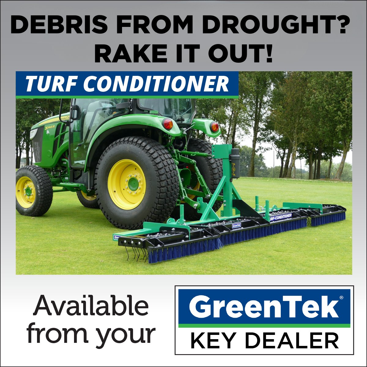Rake out debris from drought stricken turf with the <a href="/GreenTekGroup/">GreenTek</a>  Turf-Conditioner!
Fast and effective dethatching of fairways and sports pitches ready for reseeding and repairing the drought damage
zurl.co/Turf-Condition…
#GreenTek #Greenkeeping #Groundsmaintenance #Turfcare