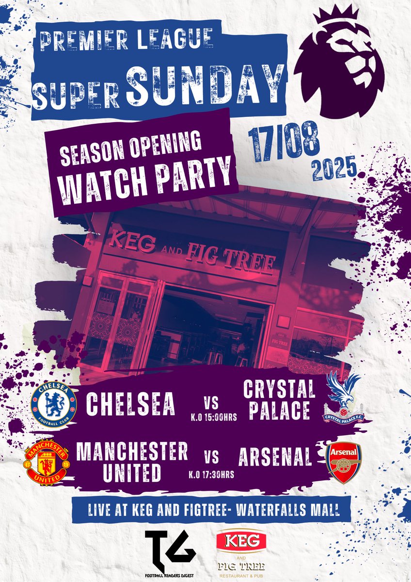 TheGist16's tweet photo. It’s that time of the year!🙌🏾

Celebrate the return of the Premier League with a Super Sunday double header🔥

Enjoy cool giveaways including free jerseys and drinks🍻, and a game station to keep you entertained

Entry is free and seating will be limited come one, come all! https://t.co/zIxWKxvxkz
