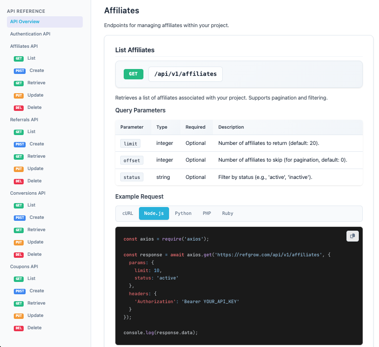 The new <a href="/refgrow_com/">Refgrow</a> API is here! 🔥